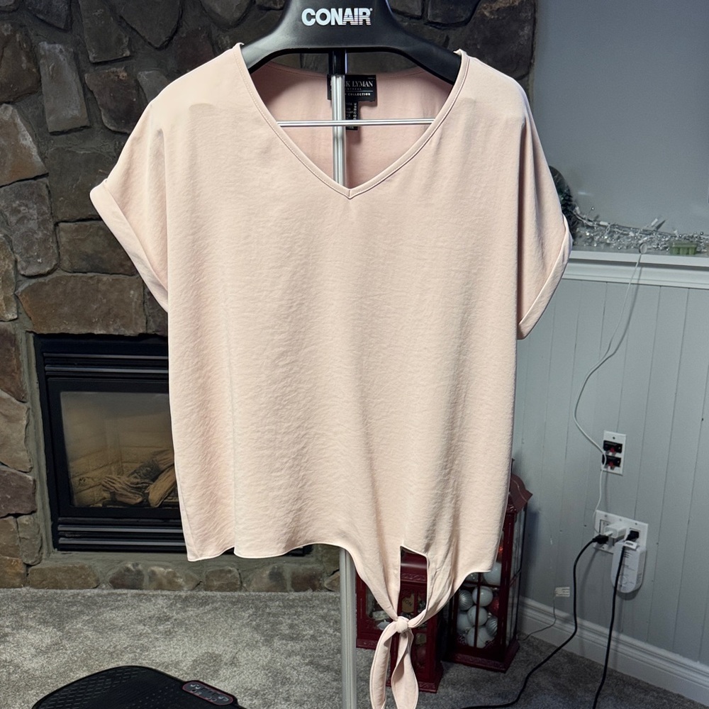 Frank Lyman Design Light Pink V-Neck Tie-Front Top